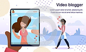 Video Blogger Live Stream Vector Poster Template