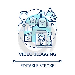 Video blogging blue concept icon