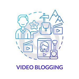 Video blogging blue gradient concept icon