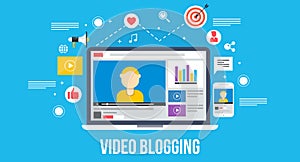 Video blogging - flat design concept.