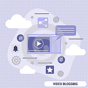 Video blogging, live streaming flat style vector concept