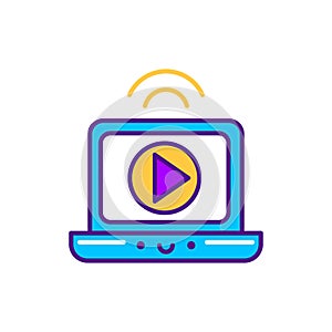 Video broadcast line color icon. SMM promotion. Sign for web page, mobile app, button, logo. Vector isolated element. Editable