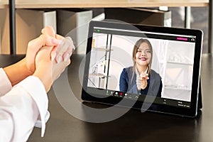 Video call business teleconference partners tablet