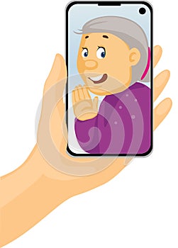 Video Call with Grandma - Phone in Hand - Stay at Home