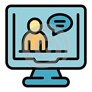Video call icon vector flat