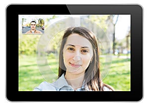 Video Call On Modern Black Tablet