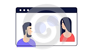 Video call. Online meeting or training. Online conference. Flat style. Vector illustration