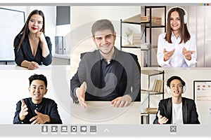 video call remote meeting wfh business team screen