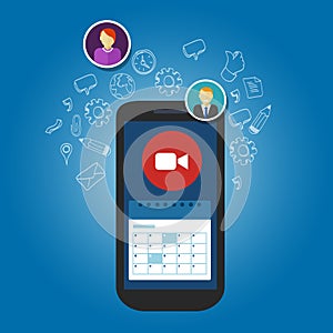 Video call schedule business meetings in smartphone