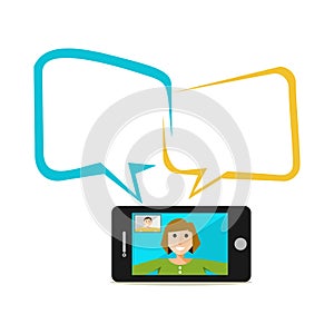 Video call smartphone. Video call app technology concept