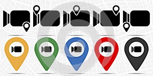 Video camera, Camcorder icon in location set. Simple glyph, flat illustration element of Cinema theme icons