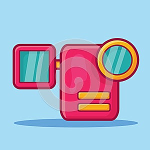 Video camera camcorder isolated cartoon vector illustration in flat style