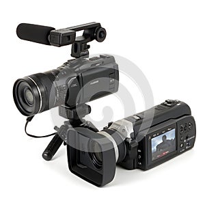 Video camera camcorder movie isolated on white background photo