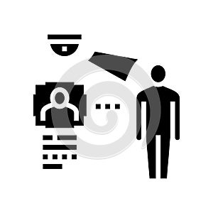 video camera with face id technology glyph icon vector illustration