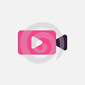 Video camera flat icon. Vector illustration