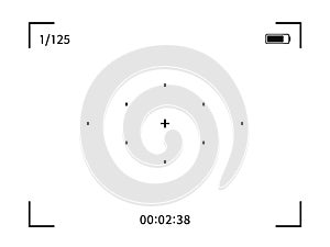 Video camera focusing frame viewfinder template. Modern focusing digital display screen. Vector illustration.