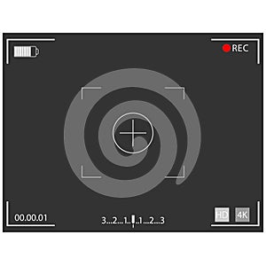 Video camera focusing screen. Camera frame viewfinder screen of video recorder digital display