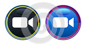 Video camera icon artistic glassy round buton set illustration