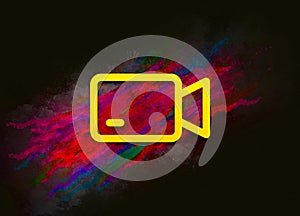 Video camera icon colorful paint abstract background brush strokes illustration design