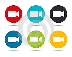 Video camera icon flat round button set illustration design