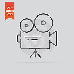 Video camera icon in flat style isolated on grey background