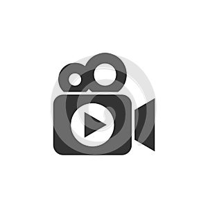 Video camera icon in flat style. Movie play vector illustration