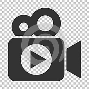 Video camera icon in flat style. Movie play vector illustration