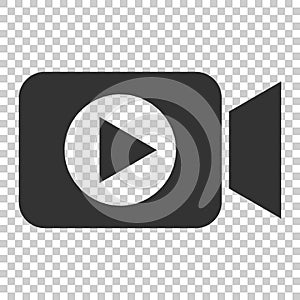 Video camera icon in flat style. Movie play vector illustration