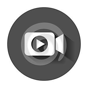 Video camera icon in flat style. Movie play vector illustration