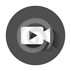 Video camera icon in flat style. Movie play vector illustration