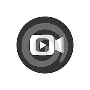 Video camera icon in flat style. Movie play vector on white isolated background. Video streaming business concept