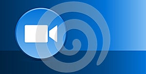 Video camera icon glassy modern blue button abstract background