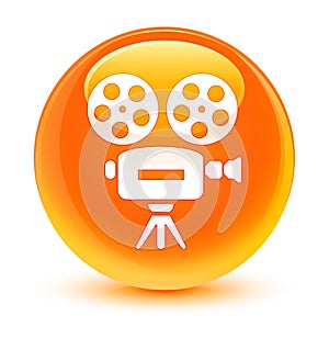 Video camera icon glassy orange round button