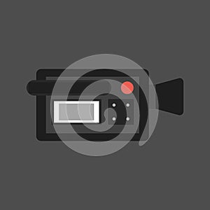 Video camera icon on a grey background. One of the set web icons. Vector Illustration.