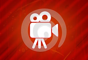 Video camera icon isolated on abstract red gradient magnificence background