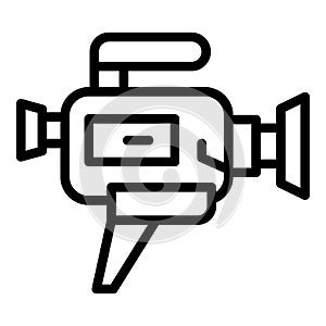 Video camera icon outline vector. Tv news