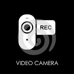 Video camera icon symbol flat style vector illustration