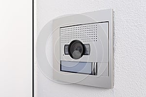 Video camera intercom in the entry of a building or house