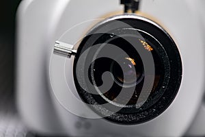 Video camera lens closeup. CCTV Security Camera