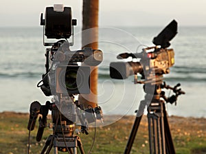 Video camera lens - recording show in TV