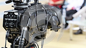 Video camera lens - recording show in TV studio - focus