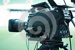 Video camera lens - recording show in TV studio - focus