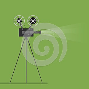 Video camera movie film reel going to cinema icon. Colorful illustration. Vector graphic