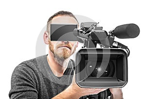 Video camera operator filmed.