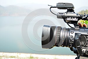 Video camera operator working