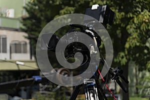 Video camera - Ready for recording show in outdoor TV studio
