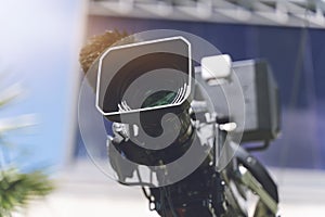 Video camera - Ready for recording show in outdoor TV studio