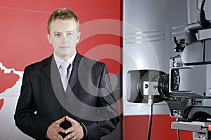 video camera and REAL news presenter