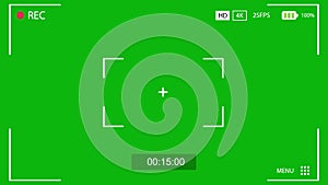 Video Camera Recording Screen Green Background Animation.
