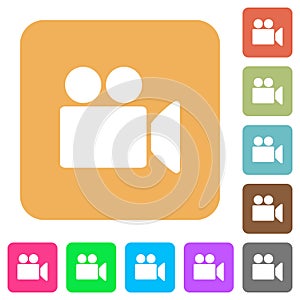 Video camera rounded square flat icons